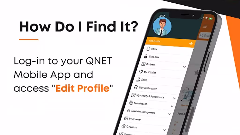 How do i find it text image to edit your profile on qnet app