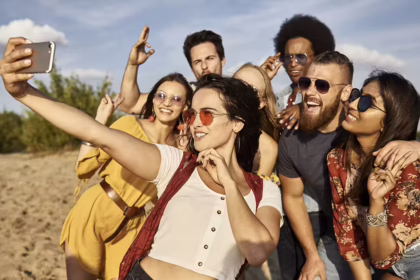 A diverse group of friends on a trip for Friendship Day