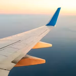 View of an airplane wing in QVI colours
